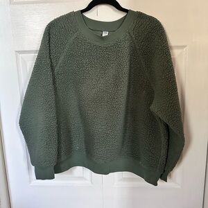 Old Navy Olive Green Sherpa Crewneck
